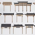 Chinese style archway ancient building door head building component archway patio door 3d model