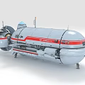 Futuristic Sci Fi Aircraft With Silver Body And Red Stripes