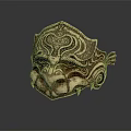 Ancient Golden Mask With Intricate Carvings And Ornate Decorative Patterns