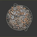 Rustic Metal Bucket Filled With Used Cigarette Butts And Ash 3d model
