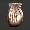 Brown Pleated Decorative Vase With Glossy Texture For Home Decor On Dark Surface