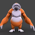 3D Cartoon Gorilla Character With Orange White Fur Standing Pose 3d model