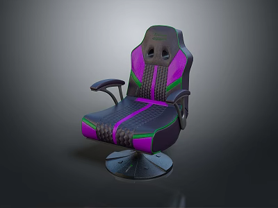 Purple and Green Gaming Office Chair with Swivel Base Breathable Backrest Headrest and Armrests 3d model