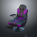Purple and Green Gaming Office Chair with Swivel Base Breathable Backrest Headrest and Armrests