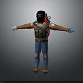 Brave Tactical Character With Helmet Vest Gloves Fighting Fierce Monster Creature In Battle