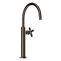 Modern Stylish Brass Faucets With Curved Spouts And Cross Handles Design