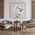 New Chinese Casual Table and Chair Combination 3d model
