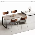 Modern Bar Counter With Wooden Tabletop Metal Frame Chairs And White Storage Cabinets