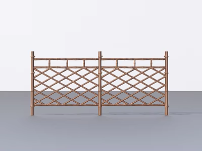 Public Facility Bamboo Fence With Lattice Design And Vertical Posts 3d model
