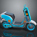 Modern Blue and Gray Scooter with Orange Accents Black Seat and Stylish Wheels