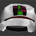 White Casual Cap With Red Brim Colorful Front Graphic And Stitched Details For Everyday Use