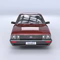 Classic Red Sedan Car With Shiny Body And White Wheels Design