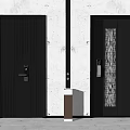 Modern Security Doors with Black Gray Colors Smart Lock and Stylish Line Design