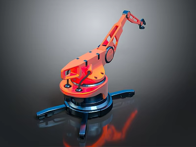 Smart Machine Orange Robotic Arm With Rotating Base Structure For Industrial Automation 3d model