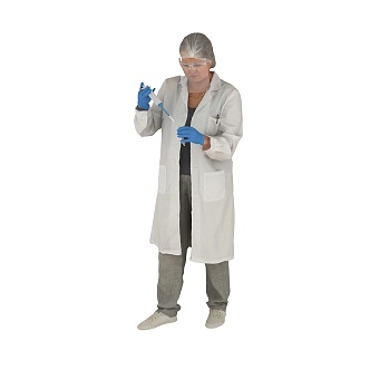 Standing foreign woman in white coat, researchers, medical staff doing research experiments 3d model