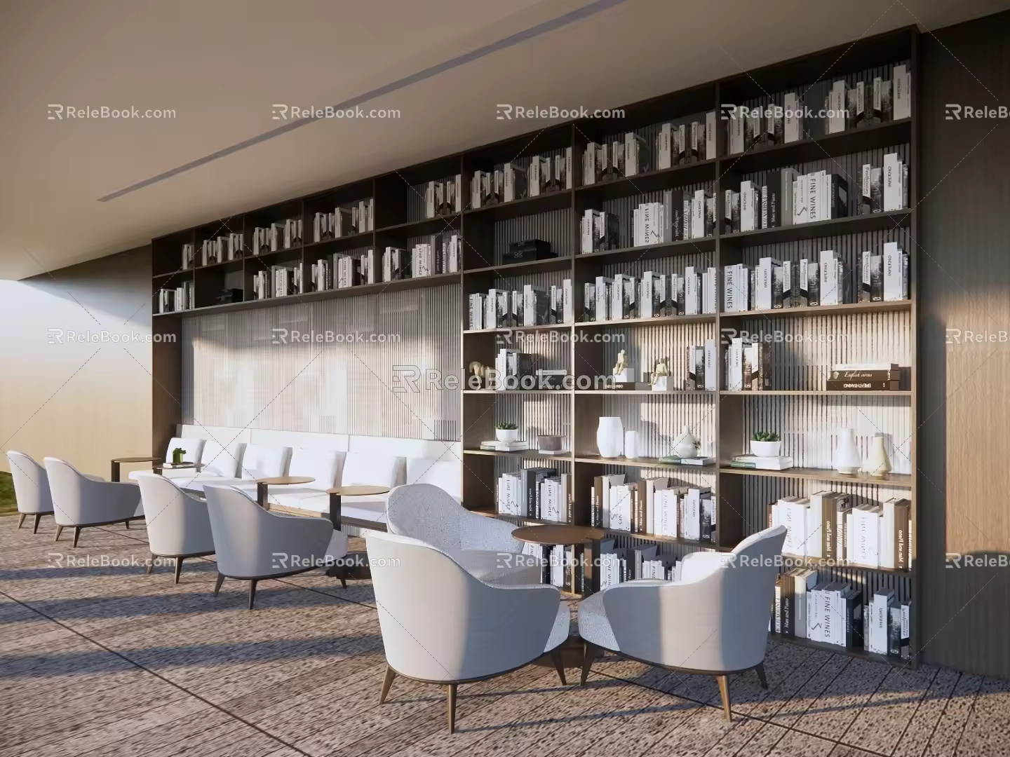 modern library library space 3d model