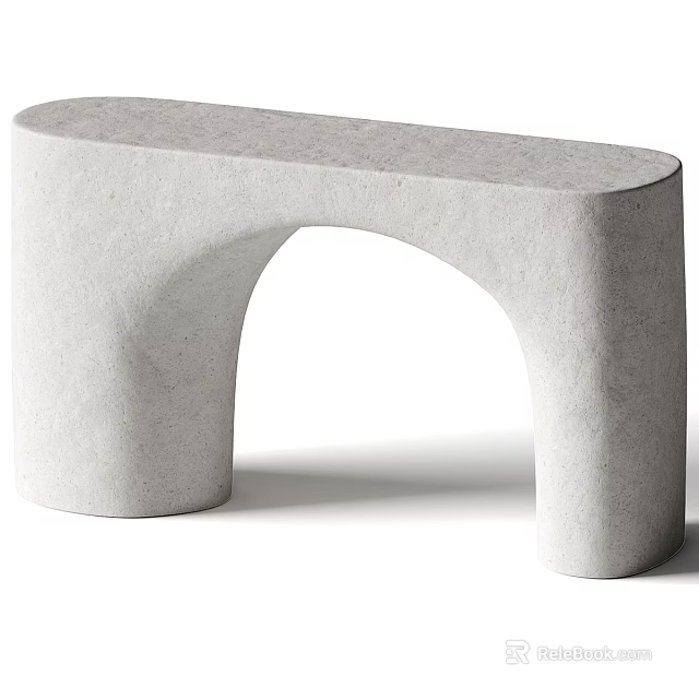 Modern Entryway Cabinet Sideboard With White Curved Design And Sleek Concrete Surface 3d model 