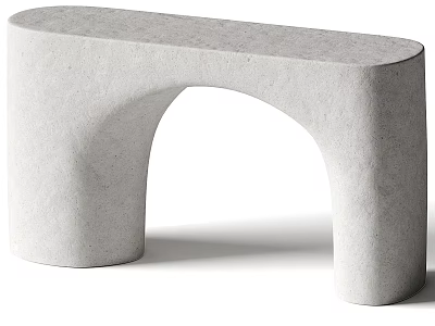 Modern Entryway Cabinet Sideboard With White Curved Design And Sleek Concrete Surface 3d model