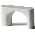Modern Entryway Cabinet Sideboard With White Curved Design And Sleek Concrete Surface