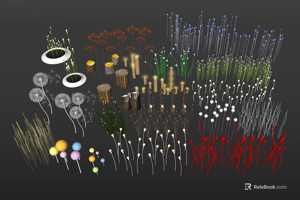 Outdoor Lights With Various Creative Designs And Colorful Options For Garden Decoration 3d model 