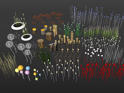 Outdoor Lights With Various Creative Designs And Colorful Options For Garden Decoration 3d model