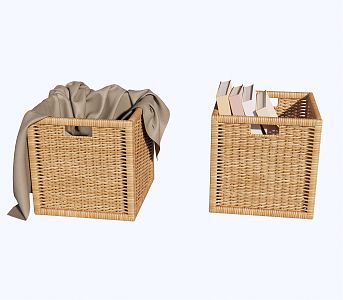 Modern Storage Basket Storage Basket Bamboo Basket Dirty Clothes Basket 3d model