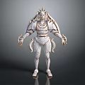 Mythical Fantasy Character With Beast Inspired Lion Head White Armor And Golden Accents 3d model