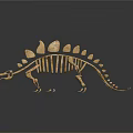 Anatomical Dinosaur Skeleton Fossil Showing Prehistoric Animal Organs And Hair Structure