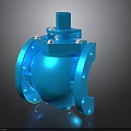 Blue Industrial Valve With Flange Connection And Machinery Equipment Design