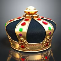 Exquisite Jewelry Crown With Gold Details Black Base And Red Green Purple Gemstones