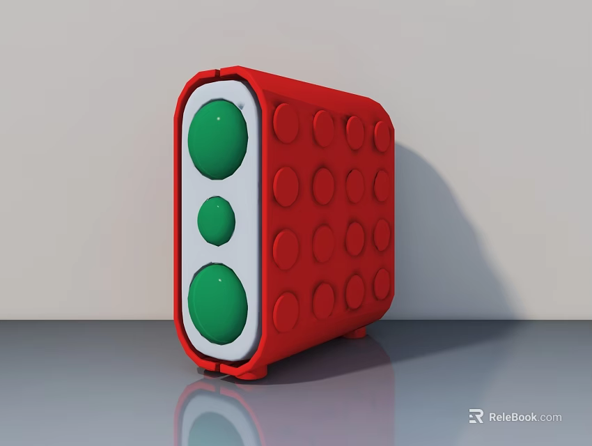 Modern Red Swing Door With Green Circular Buttons And Smooth Surface Design 3d model 