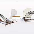Vintage Antique Flying Machine Models With White Sails And Wooden Frames