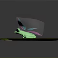 Mythical Winged Green Frog Sitting On Large Green Lily Pad With Iridescent Wings