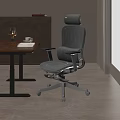 Ergonomic Light Gray Office Chair With Mesh Back Headrest And Adjustable Armrests 3d model