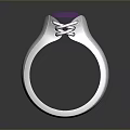 Elegant Silver Ring With Purple Gemstone And Intricate Band Design 3d model