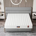 Modern Double Bed with Wooden Wall White Decorative Lines and Window Curtain in Bedroom