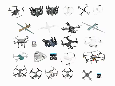 Various Drone Models Featuring Different Shapes Designs And Colors 3d model