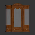 Mahogany Display Cabinet With Glass Doors And Drawers For Living Room