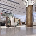 Modern Airport Interior Design With Dining Area Tables Chairs Large Windows And Decorative Column