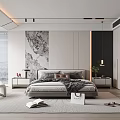 Modern Bedroom Interior Design With Comfortable Bed Nightstands Built in Wardrobe And Abstract Painting