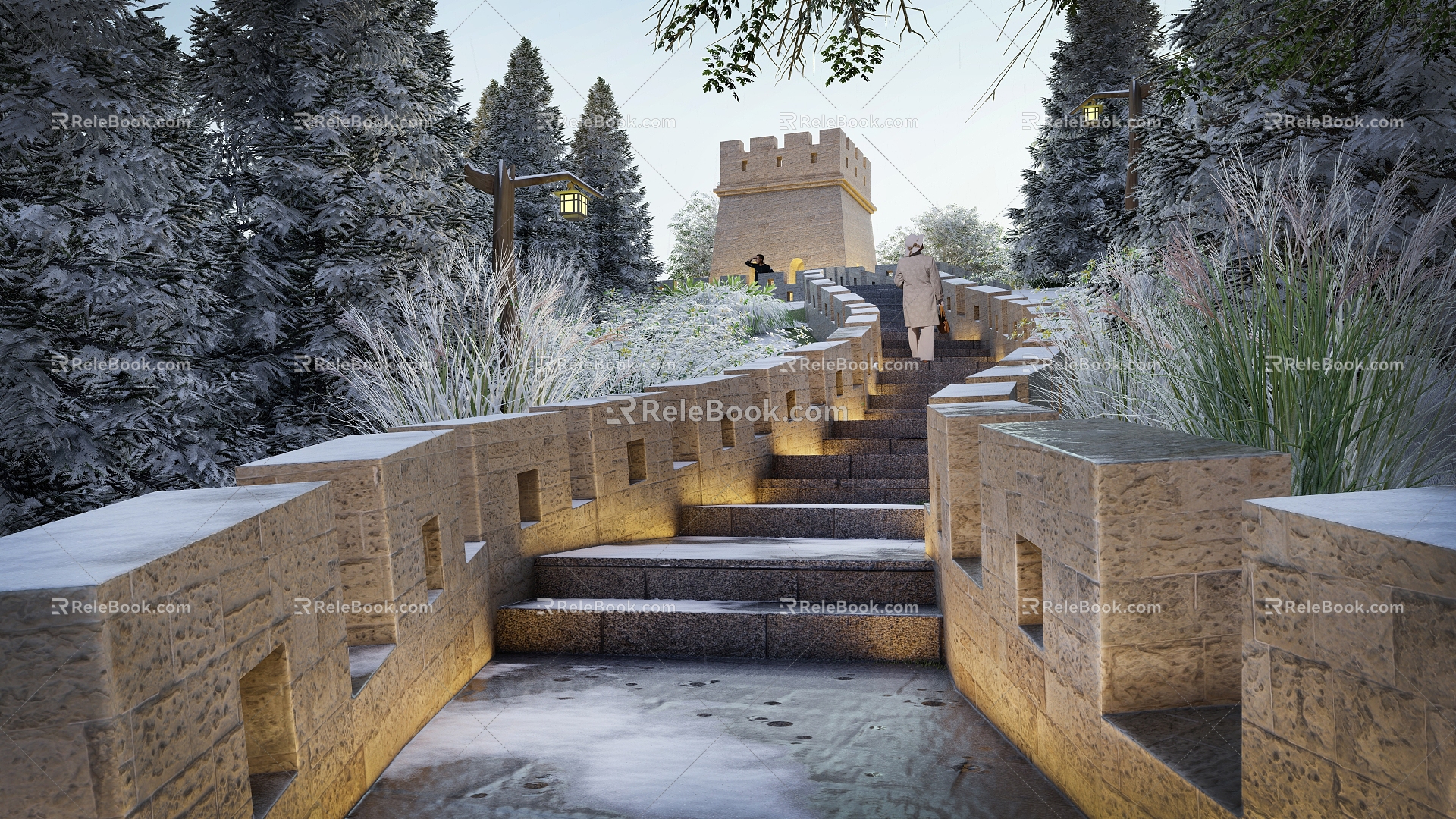 Chinese style great wall ancient building SU model 3d model