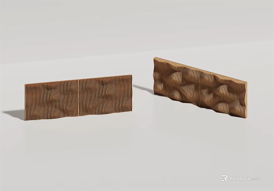 Wooden Wall Panel With Wavy And Striped Texture For Decorative Design 3d model