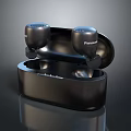 Panasonic Black Wireless Earbuds With Open Charging Case Modern Glossy Design For Computer Use 3d model