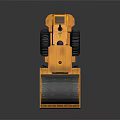 Yellow Road Roller With Large Tires And Front Roller Drum 3d model