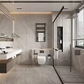 Modern Luxury Bathroom Design With Marble Walls Smart Toilet Glass Shower And Large Mirror