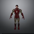 A Man Wearing Red And Gold Iron Man Armor Standing In Gray Background