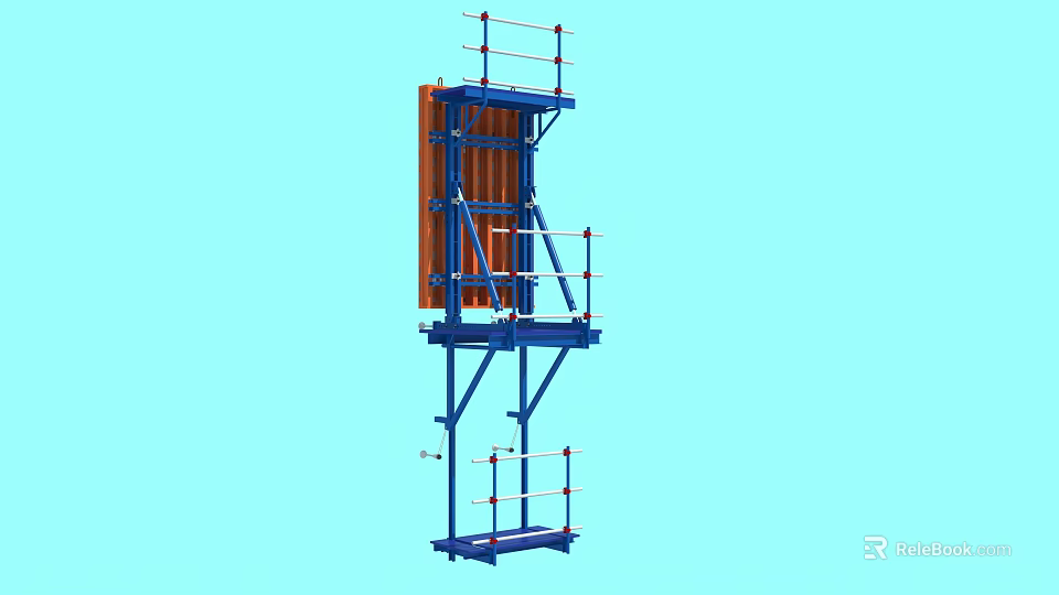 Industrial Equipment With Metal Frame Multi Layer Structure And Orange Panel Component 3d model 