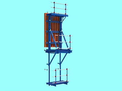 Industrial Equipment With Metal Frame Multi Layer Structure And Orange Panel Component 3d model