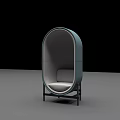Elegant Modern Single Chair With Enclosed Curved Backrest And Black Frame 3d model