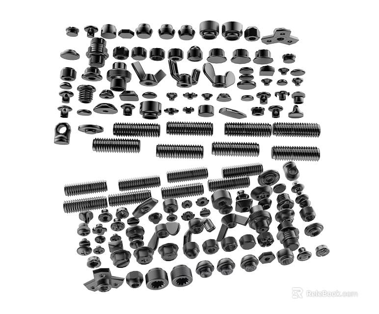 Diverse Hardware Tools Assortment Featuring Screws Nuts Bolts Washers and Fastening Parts 3d model 